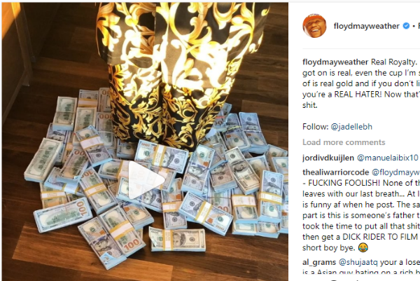 Atrevido! Floyd Mayweather ‘tira onda’ ao ostentar nas redes sociais; veja