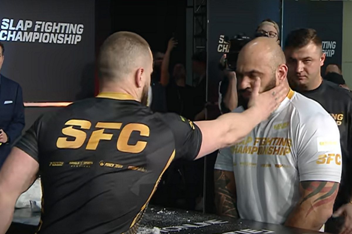 Com Schwarzenegger na plateia, torneio de tapa na cara tem nocautes fulminantes