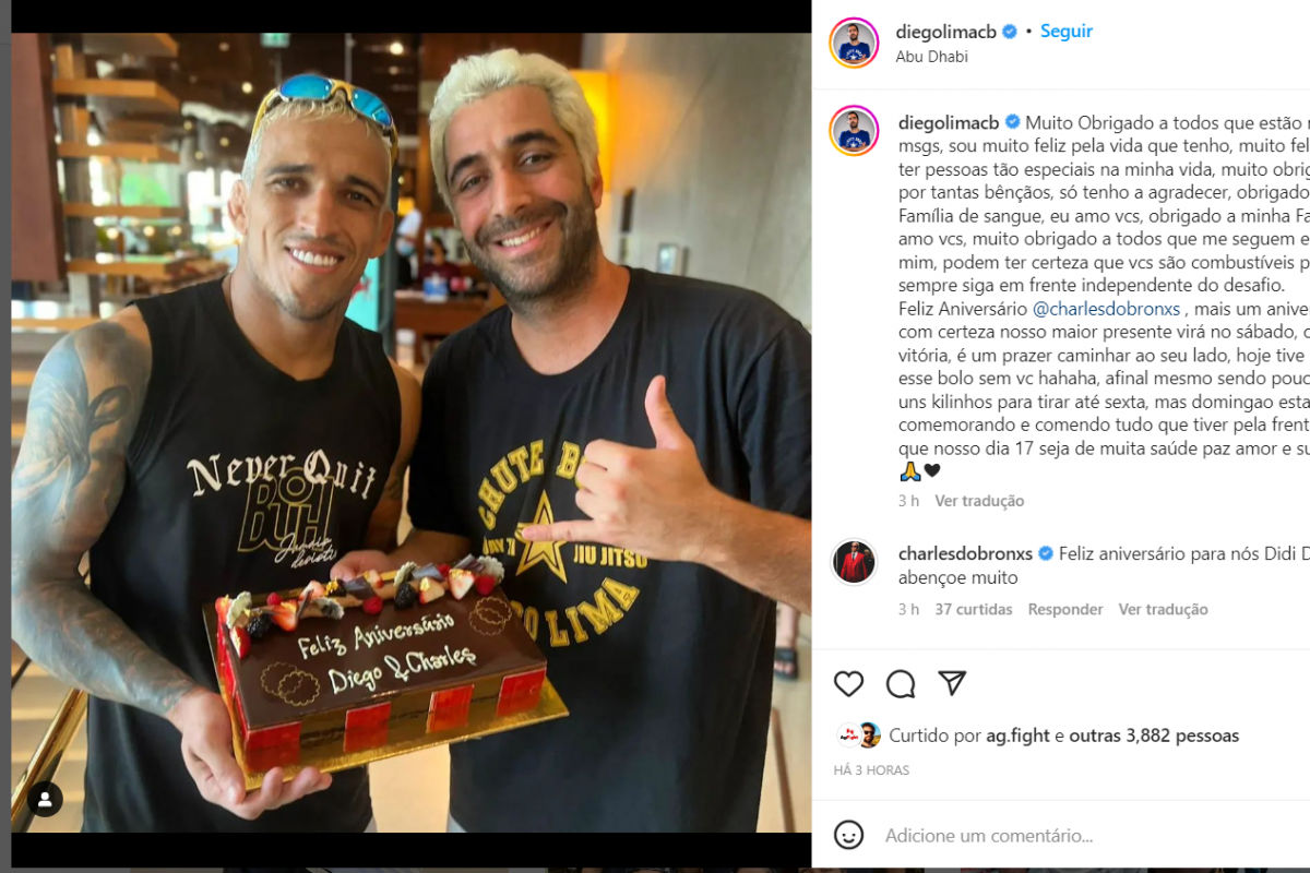 Charles ‘Do Bronx’ e seu treinador comemoram aniversário em Abu Dhabi