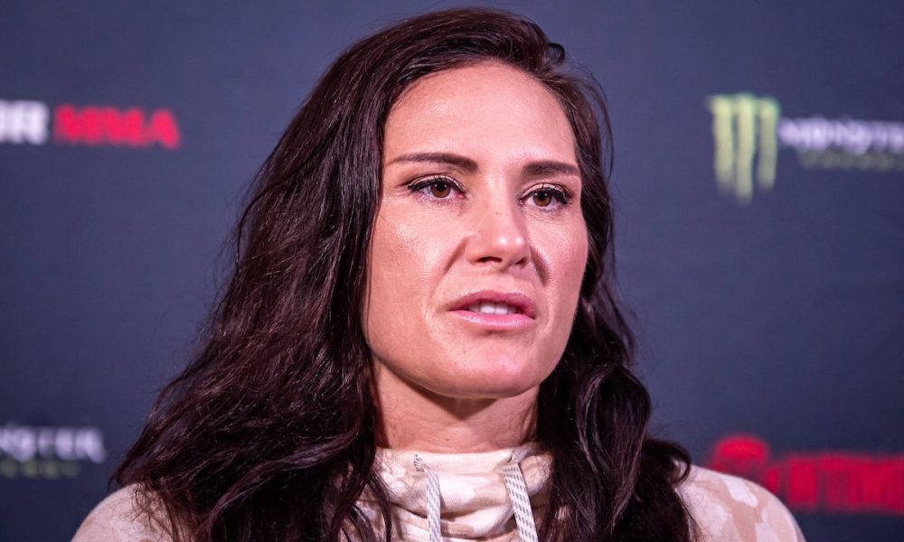 Rosto aproximado de Cat Zingano durante media day do Bellator
