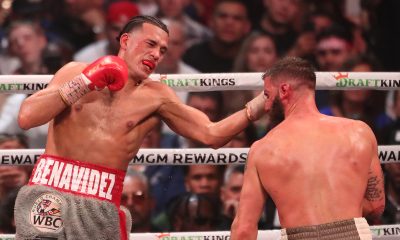 Davi Benavidez acerta soco de esquerda no rosto de Caleb Plant