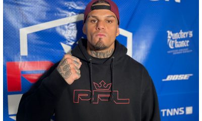 De boné e punho cerrado, Delan Monte durante media day do primeiro card do PFL em 2023