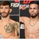 Montagem feita com Matheus Nicolau e Brandon Royval lado a lado ao posarem durante pesagens do UFC