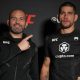 Glover Teixeira e Alex Poatan comemoram a vitória do paulista no UFC