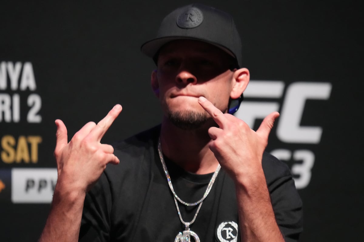 Nate Diaz em compromisso com a imprensa no UFC