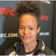 Karine Silva conversa com a imprensa durante o media day do UFC Vegas 71