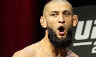 Khamzat Chimaev durante a pesagem do UFC