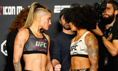 Pedrita e Killer se encaram logo após a pesagem do UFC Vegas 71