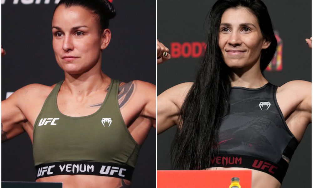 Raquel Pennington e Irene Aldana durante pesagens do Ultimate