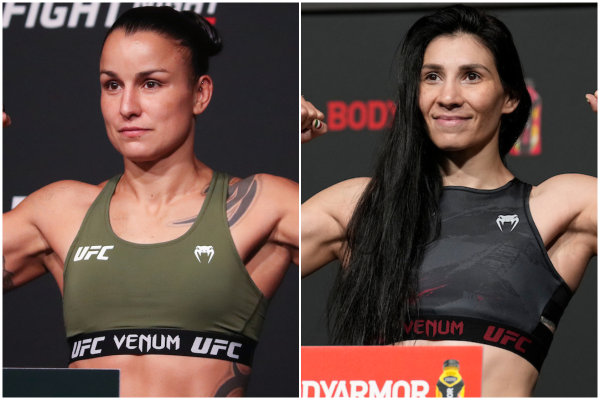 Raquel Pennington e Irene Aldana durante pesagens do Ultimate