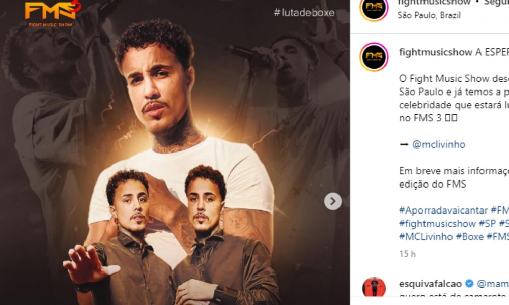 Mc Livinho foi anunciado como parte do card da terceira edição do Fight Music Show para estrear no boxe.