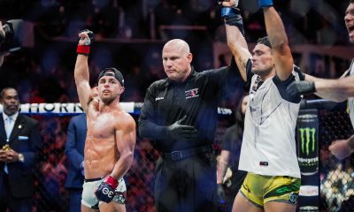 O americano chegou a levantar o braço ao final da disputa, mas saiu derrotado do UFC Charlotte.