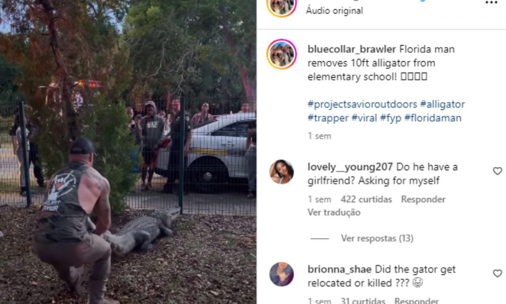 Lutador de MMA e caçador licenciado, Mike Dragic foi chamado pela polícia para ajudar na captura de um jacaré de 3 metros na Flórida.