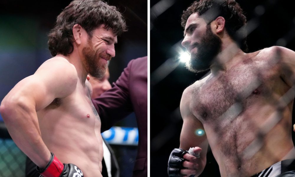 Jim Miller e Muhammad Naimov após suas vitórias no UFC Vegas 74.