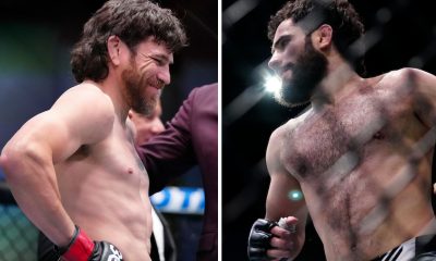 Jim Miller e Muhammad Naimov após suas vitórias no UFC Vegas 74.