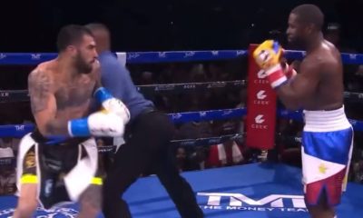 O neto do famoso mafioso deu início à confusão durante luta de exibição contra Floyd