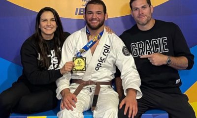 Rayron celebra conquista no Mundial de jiu-jitsu ao lado de Kyra e Roger Gracie