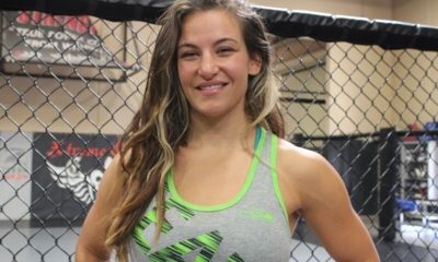 Miesha Tate posa para foto na academia Xtreme Couture, em Las Vegas.