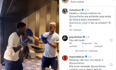 Richarlison e Emerson Royal treinam boxe.
