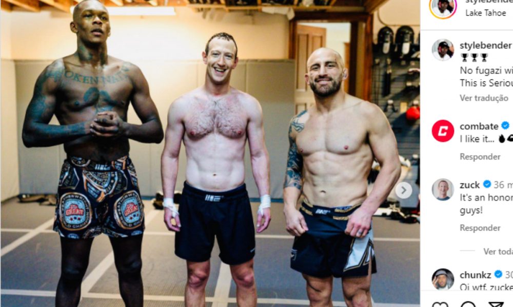 Mark Zuckerberg treina com Israel Adesanya e Alexander Volkanovski.