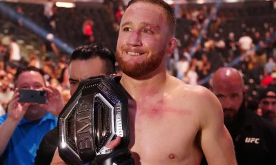 Justin Gaethje deixa a arena em Utah (EUA) com o cinturão BMF no ombro