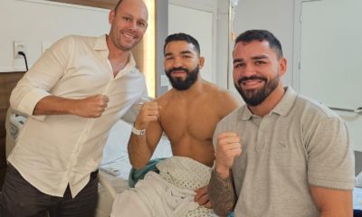 Patrício Pitbull posa após passar por procedimento cirúrgico na coluna