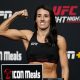 Marina Rodriguez mostra o muque durante a pesagem do UFC Vegas 79