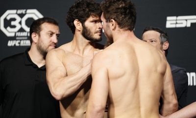 Philipe Lins e Ion Cutelaba fizeram uma encarada tensa antes do UFC Vegas 80.