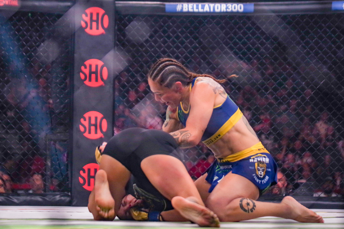 Cris Cyborg atropela Cat Zingano no Bellator 300 e mantém cinturão peso-pena
