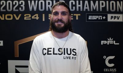 Joshua Silveira posa para fotos após dar entrevista antes da final da PFL 2023