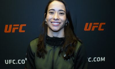 Bruna Brasil posa para fotos após conceder entrevista para a Ag Fight no UFC Apex