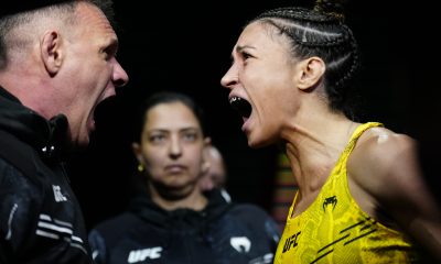 Amanda e Marcelo Ribas gritam antes de luta no UFC Vegas 89