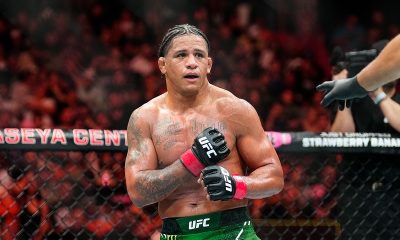 Gilbert Durinho encara seu adversário no octógono do UFC