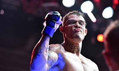 Caio Borralho celebra sua vitória no UFC Rio.