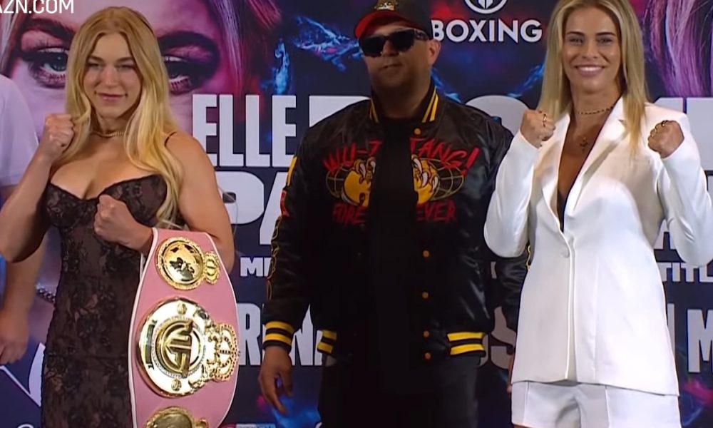 Elle Brooke (à esquerda) e Paige VanZant se enfrentam no Misfits Boxing.