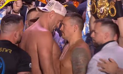 Tyson Fury e Oleksandr Usyk fazem última encarada antes da unificação de títulos no peso-pesado.