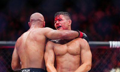 Jean Matsumoto e Rob Font se abraçam após batalha no UFC Seattle