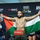 Belal Muhammad exibe bandeira da Palestina na pesagem do UFC 263
