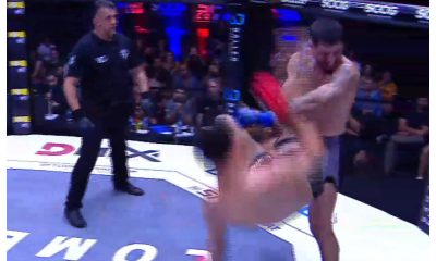 Rodrigo Pereira nocauteando com uma bicicleta Henrique Furtado no SFT 54