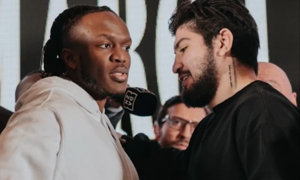 KSI (à esquerda) deu um tapa com uma panqueca no rosto de Dillon Danis