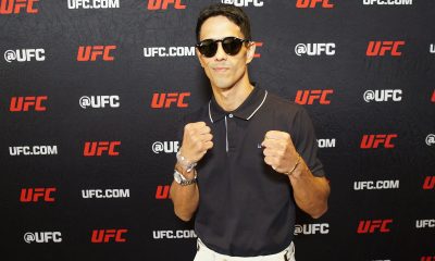 De punhos cerrados, Jafel Filho posa para foto durante o media day do UFC 107