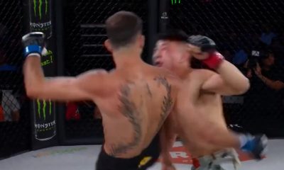 Loai Abushaar acertando joelhada brutal em Edmund Kwan na LFA 213