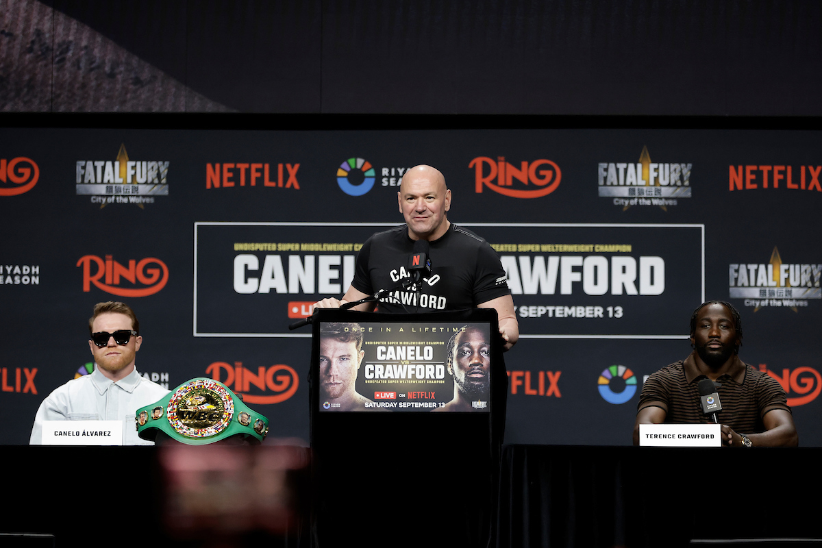 Dana White media coletiva entre Canelo e Terence Crawford