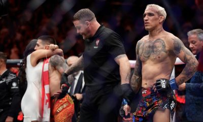 Ilia Topuria celebra vitória, enquanto Do Bronx lamenta o resultado do UFC 317