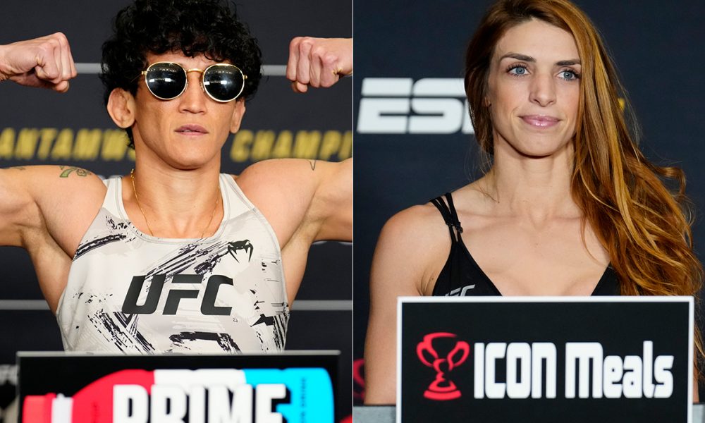 Virna Jandiroba e Mackenzie Dern posam para fotos após se pesarem na balança