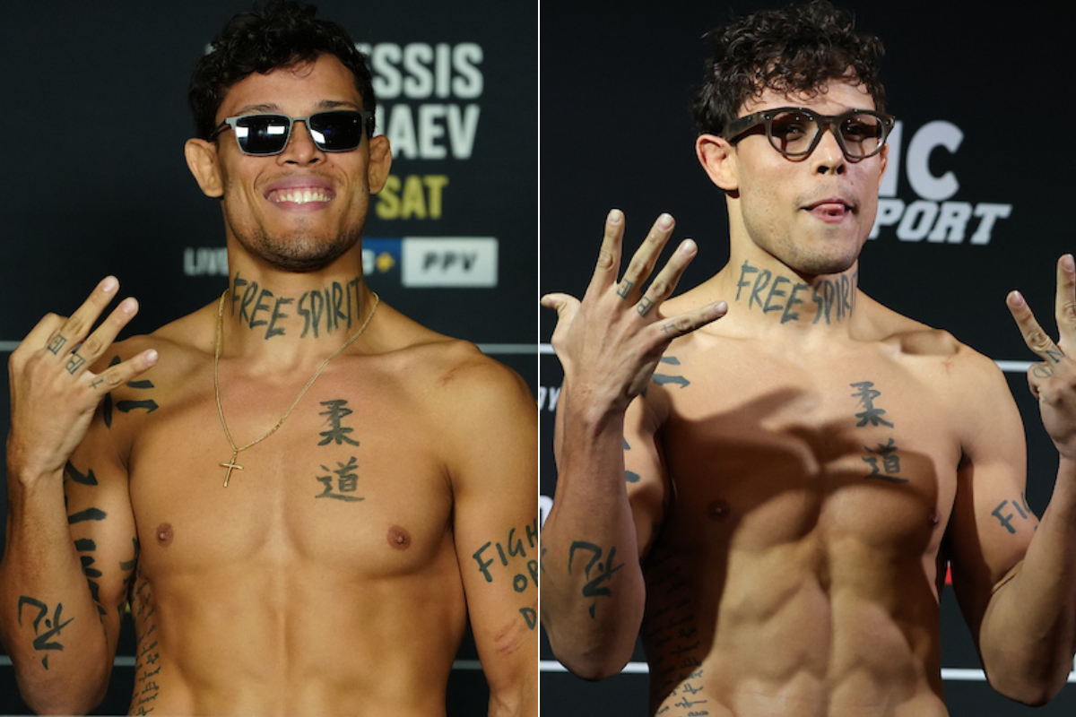 Caio Borralho nas pesagens do UFC 319, em agosto, e do UFC Paris, em setembro