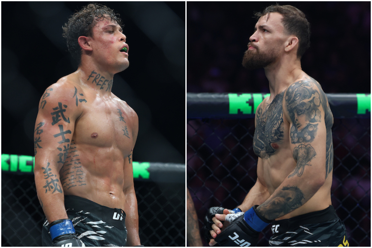 Caio Borralho e Maurício Ruffy em ação no UFC Paris