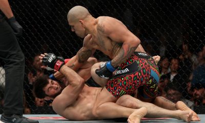 Por cima, Alex Poatan desfere golpes em Ankalaev no 'ground and pound'