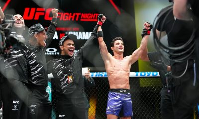 Allan Puro Osso Nascimento celebrando a vitória no UFC Vegas 110