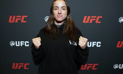 Maycee Barber posa para foto no media day do UFC 323